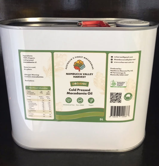 Cold Pressed Organic Macadamia Oil 3 Litre