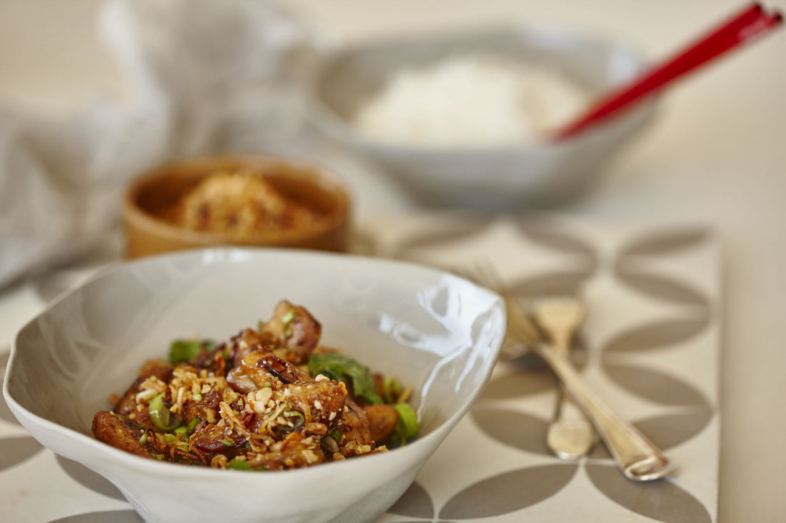 Szechuan Chicken with Macadamia Topping