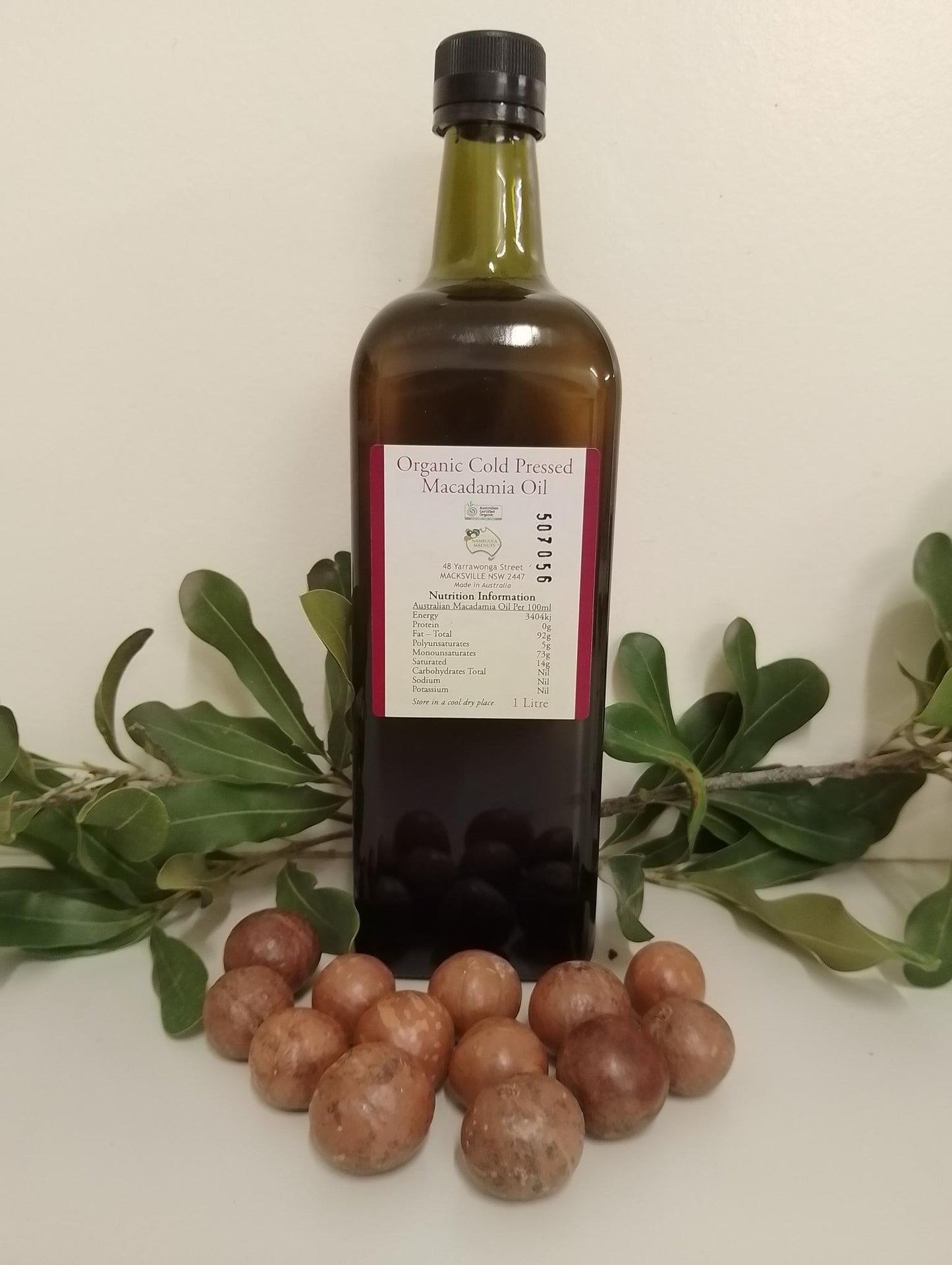 Organic Cold Pressed Macadamia Oil 1 Litre